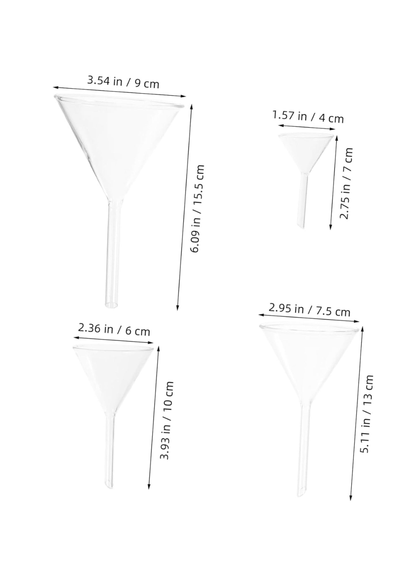 4 Pcs Glass Funnels for Cupping & Ozone